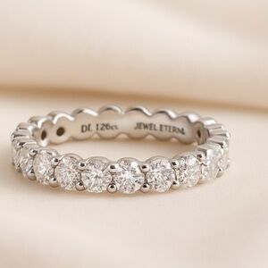 Moissanite Eternity Band 1.2ct Round D VVS1 Wedding Ring